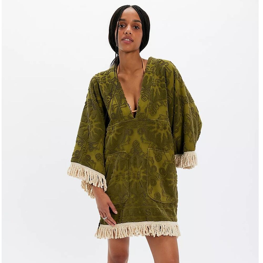 Free People x Spell Pomelia Terry Throw Over Dress Island Green Oversize Large - Picture 1 of 14